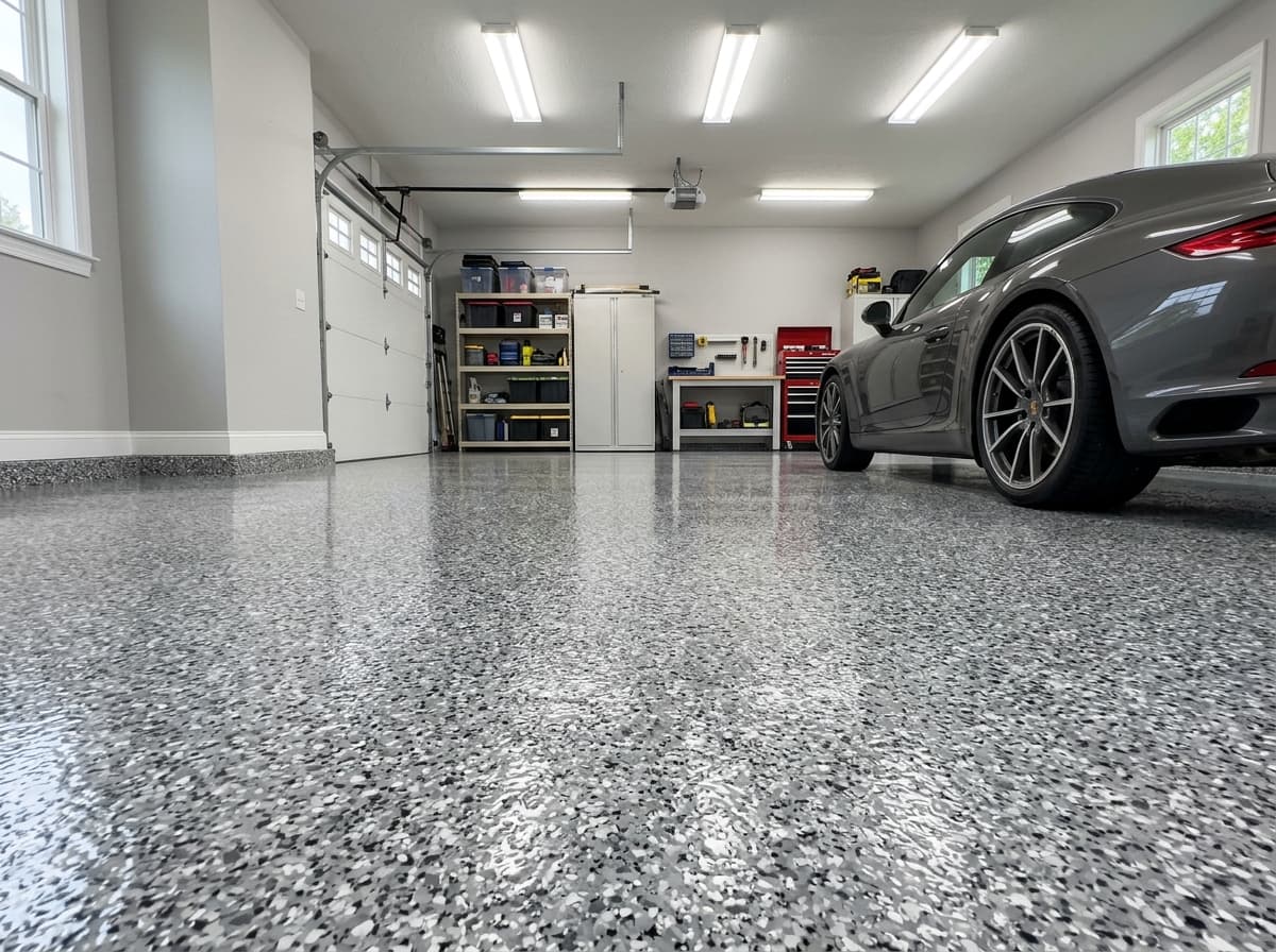 Polyurea garage floor coating — Parma, Cuyahoga County