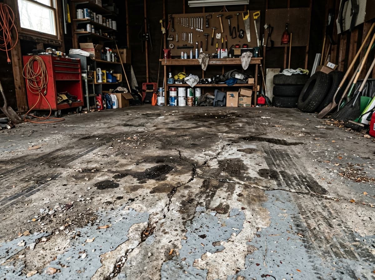 Before: Stained garage floor — Cleveland OH