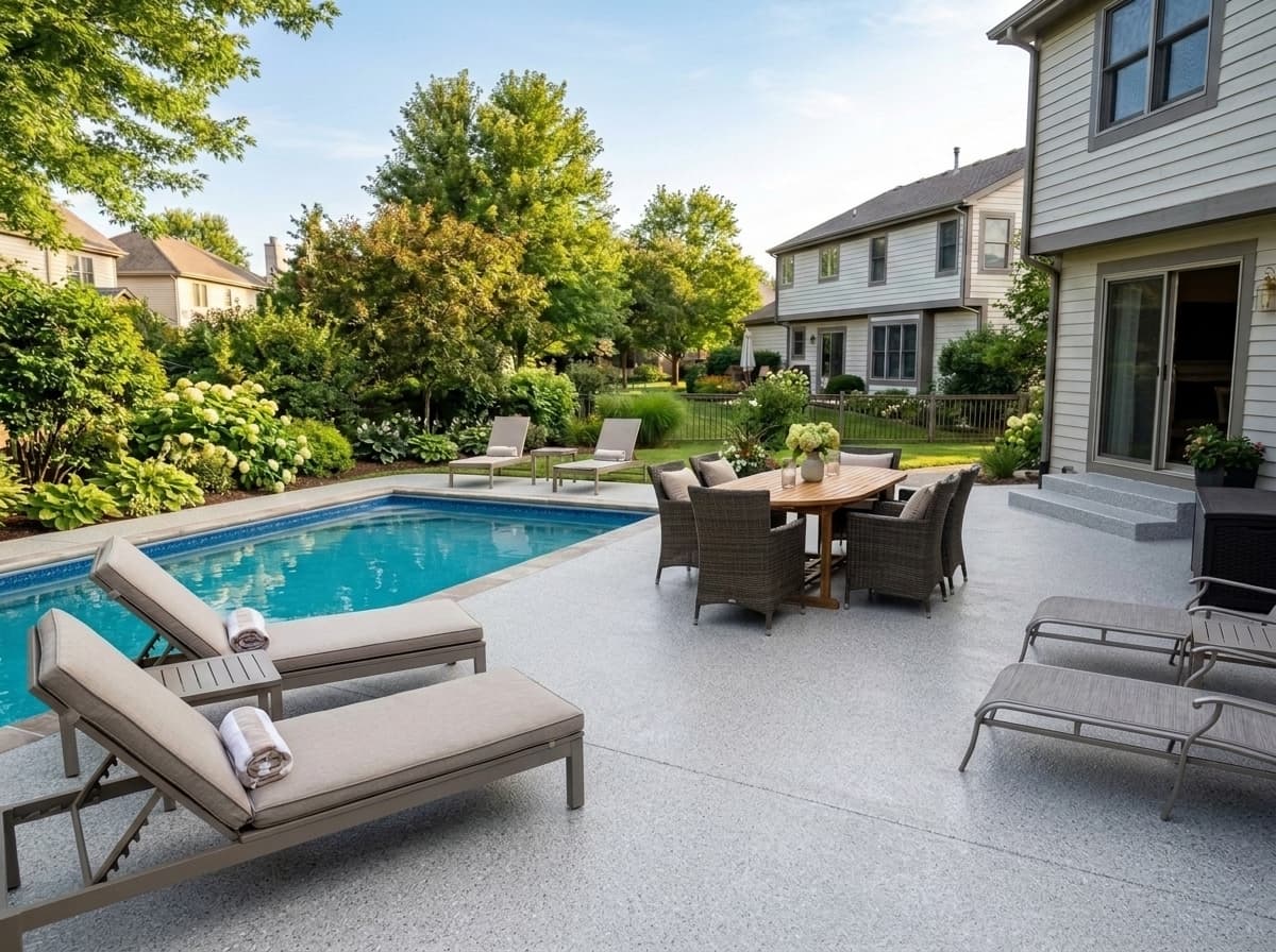 Pool surround concrete coating — Brunswick, OH