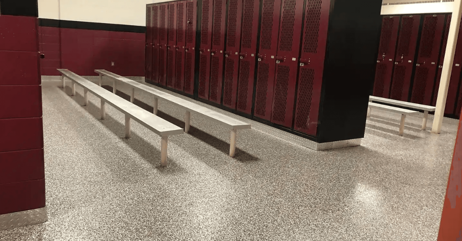 Locker room polyurea floor coating