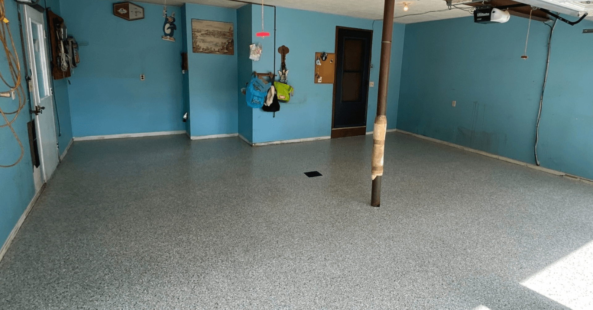 Blue-gray polyaspartic flake detail