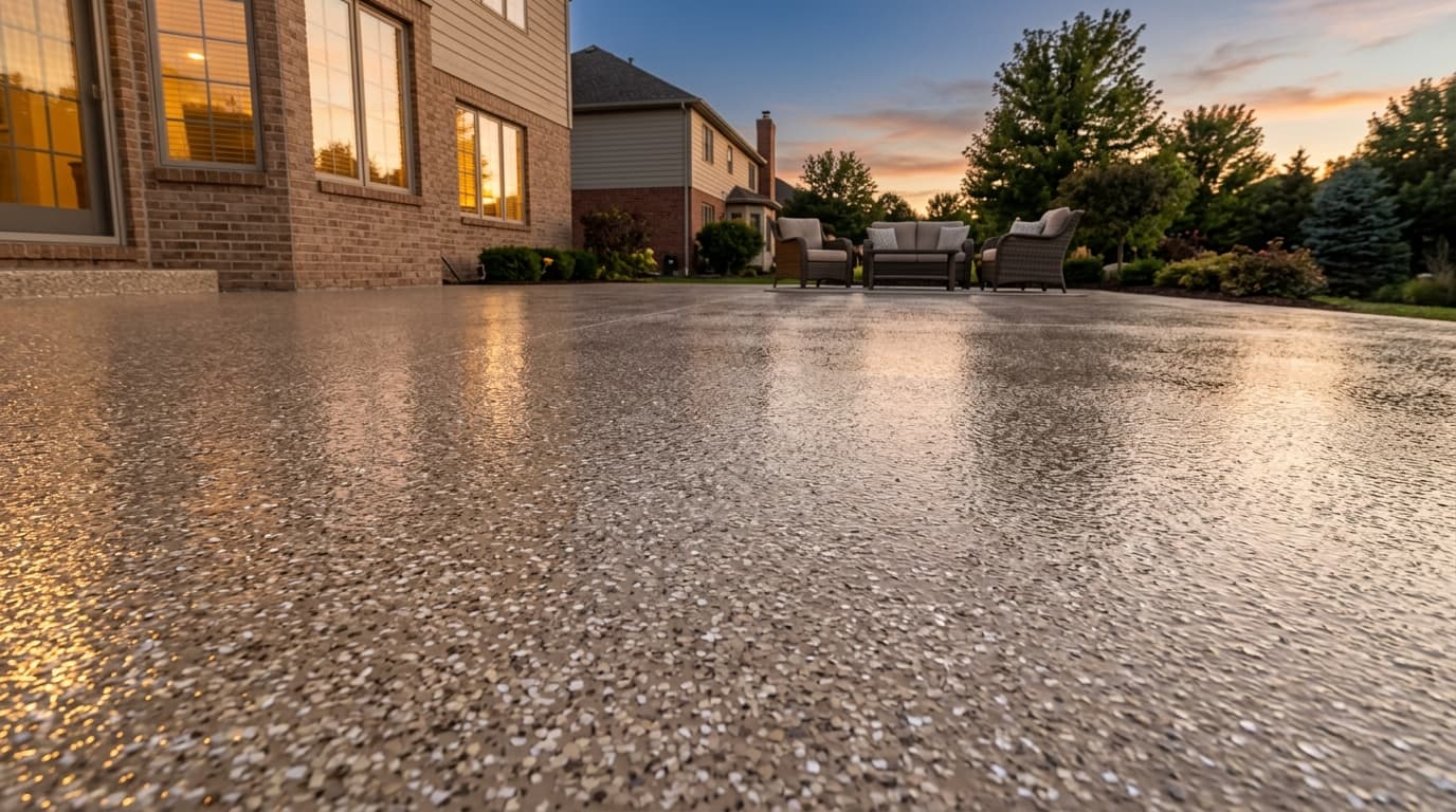 Metallic-Look Flake Polyaspartic Patios in Ohio (2026 Design Guide)