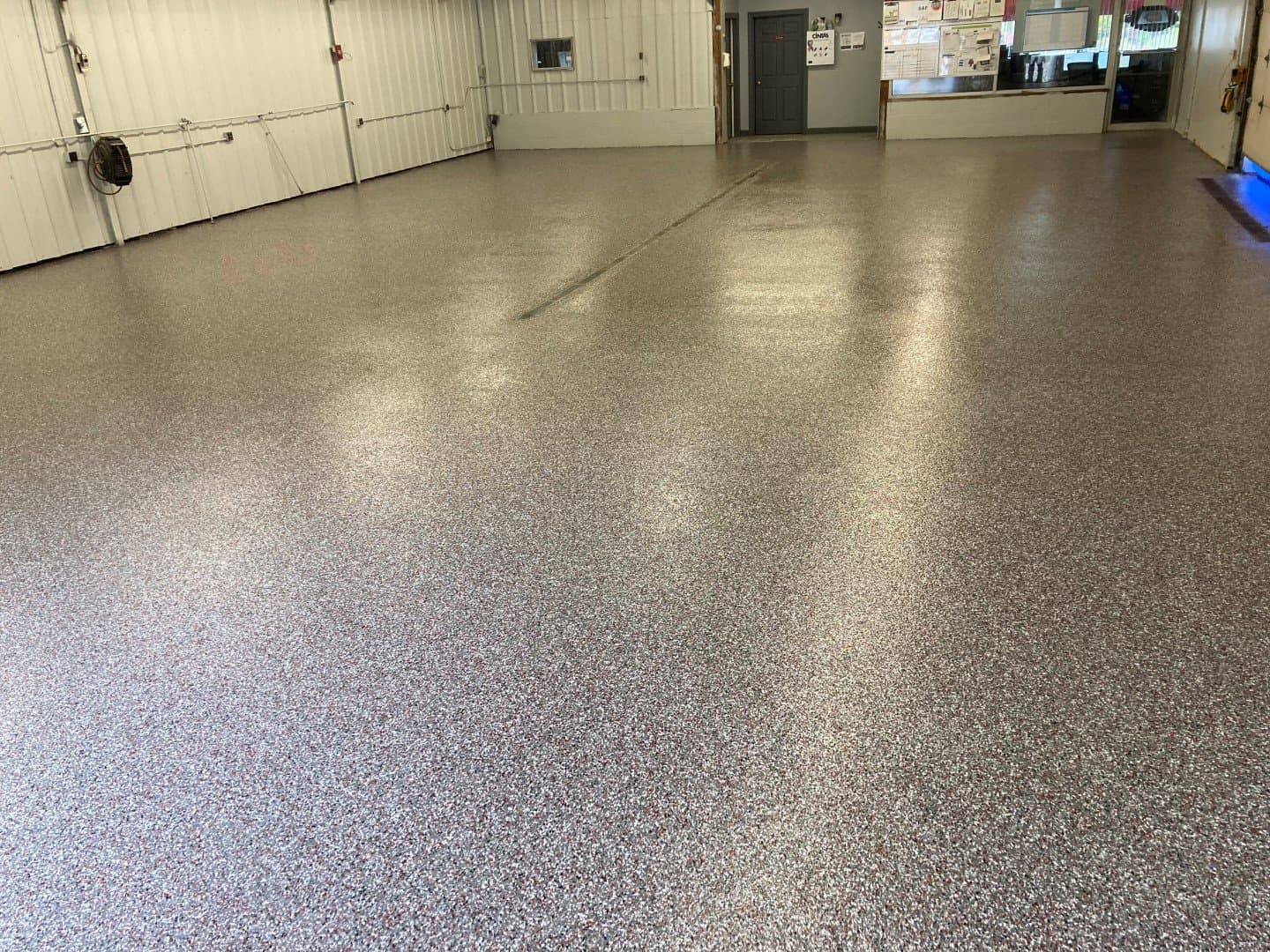 Red fleck commercial shop floor coating — Cuyahoga County, OH