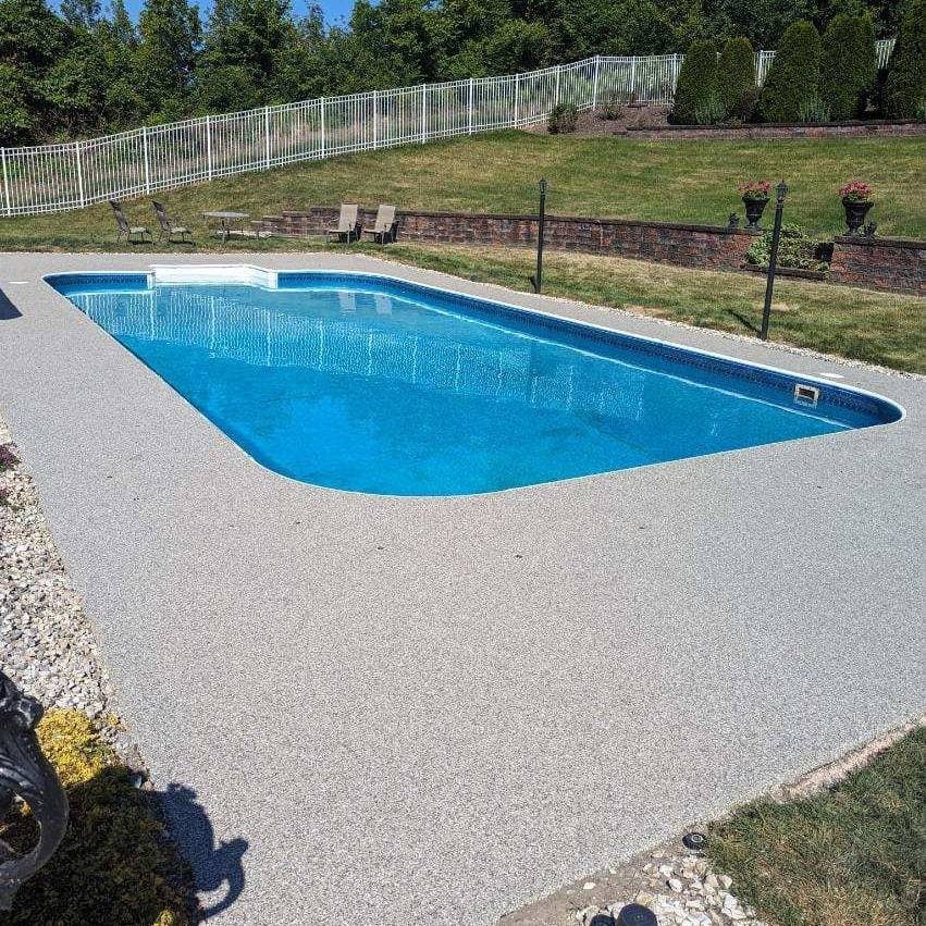 Gray pool deck concrete coating near Fairlawn, Summit County